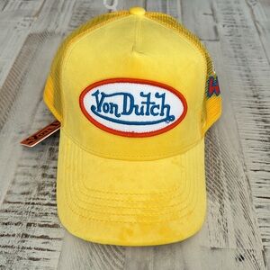 Von Dutch | Velour Yellow Holly Wood Trucker Hat Authentic | Unisex